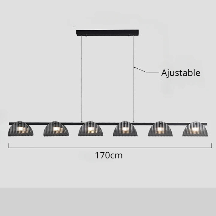 lustre minimaliste italien en verre rayé avec lumières led