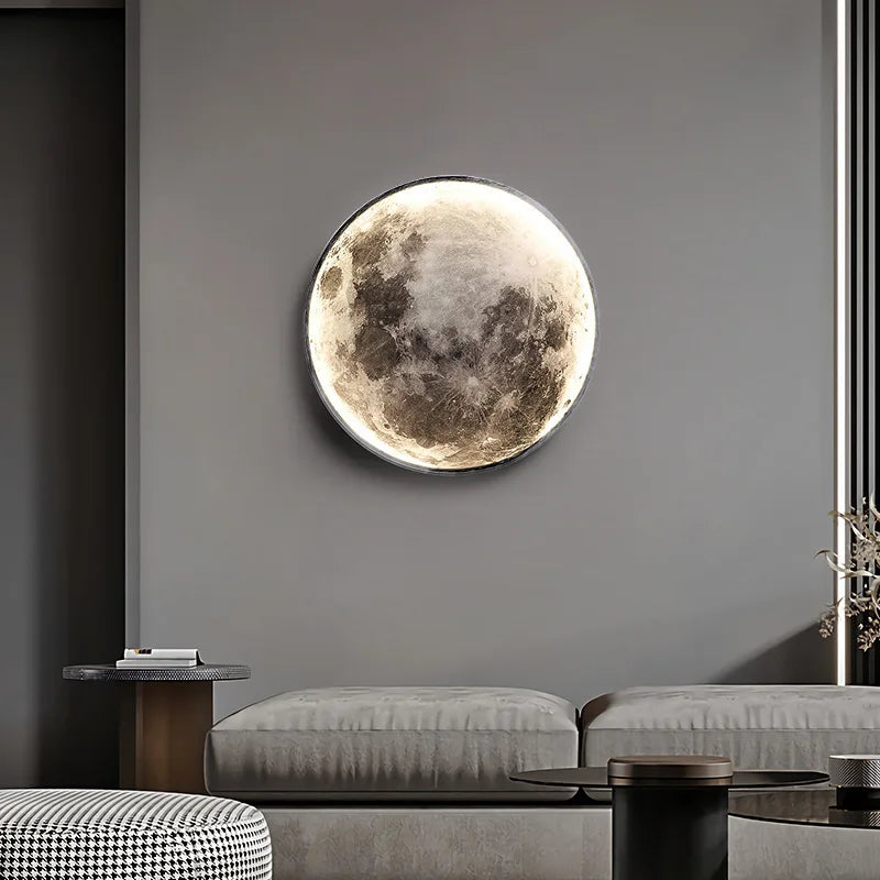 applique murale moderne en forme de lune éclairage décoratif 3D