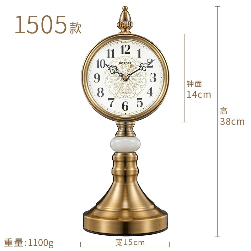 horloge de table européenne en métal plaqué cuivre élégant design luxe