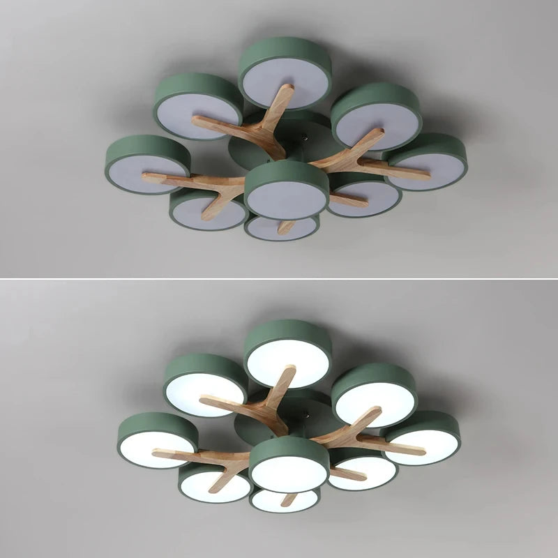 lustre moderne en bois pour décoration intérieure nordique lumineux