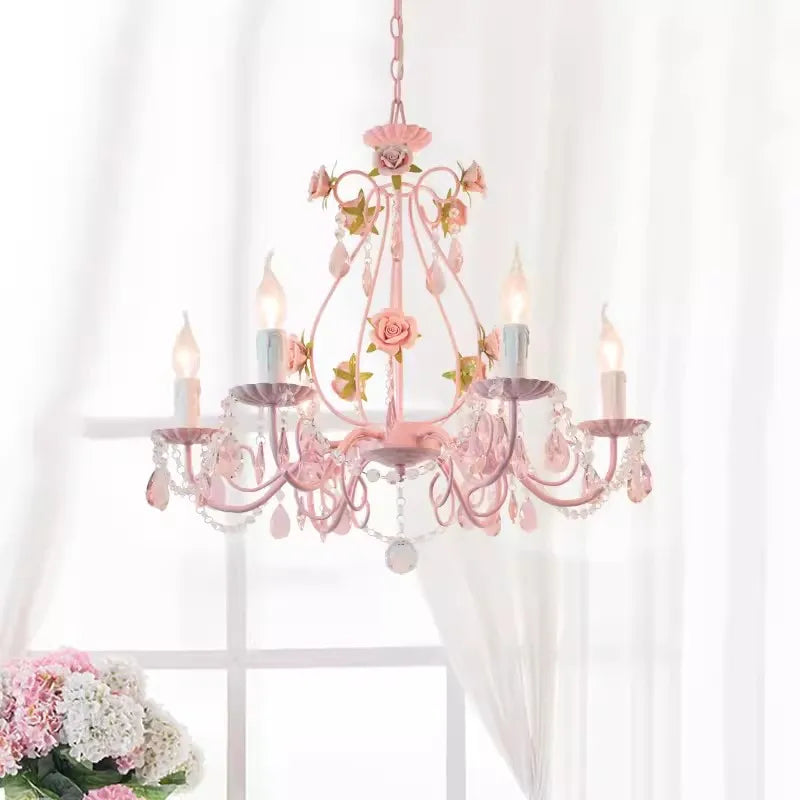 lustre en cristal bouquet floral style pastoral pour chambre d'enfant