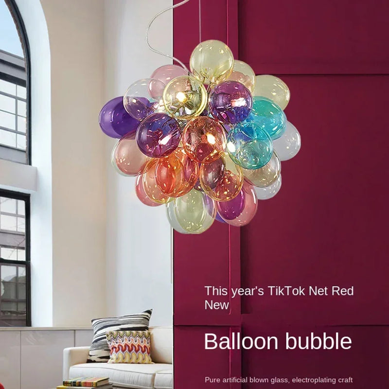 Colorful Bubble Chandelier Glass Pendant Lamp Ceiling Light Suspension Hanging Luminaire for Living Room Bedroom