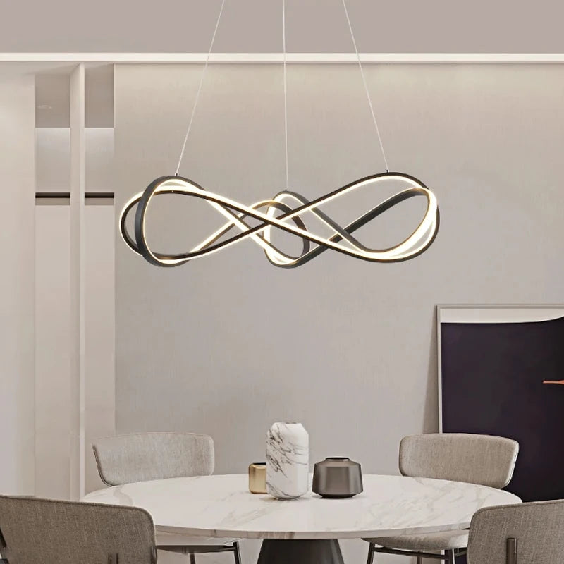 suspension design moderne avec télécommande et courbes élégantes