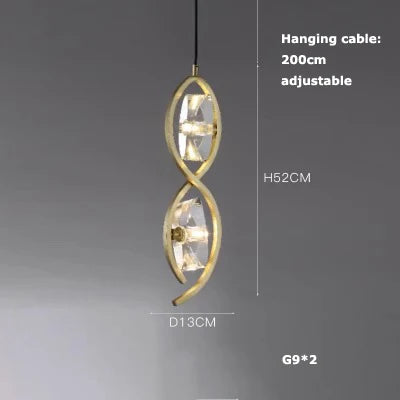 suspension en verre cristal art déco avec éclairage led