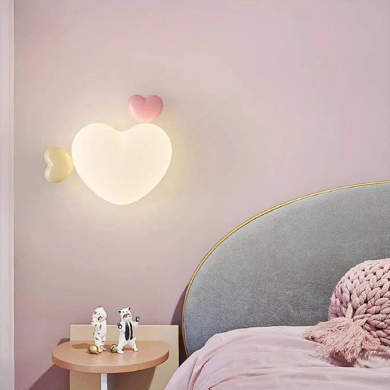 applique murale led en forme de cœur pour chambre d'enfant