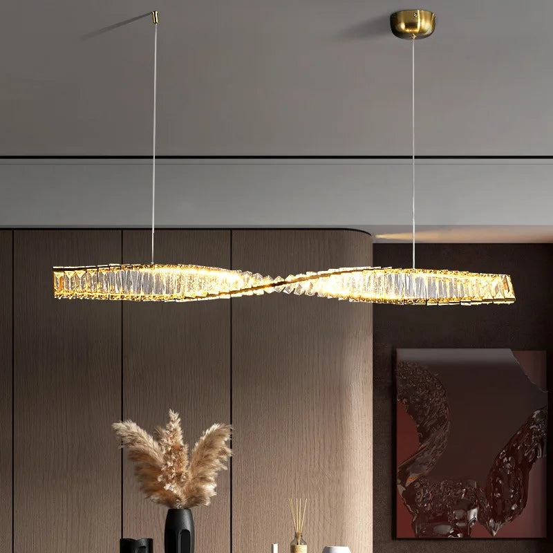 lustre en cristal doré design postmodernes avec éclairage led