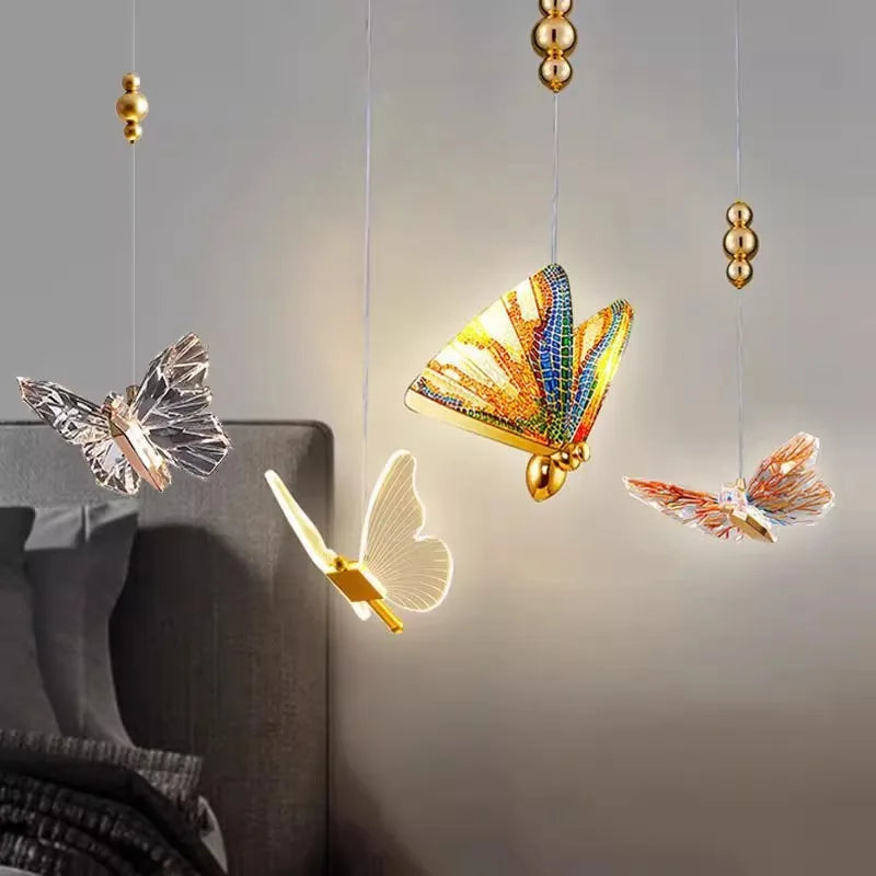 lustre papillon lumineux pour chambre d'enfants créative