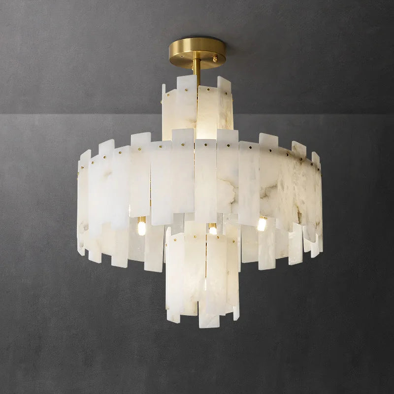 lustre suspension élégant en marbre naturel led postmoderne pour villa