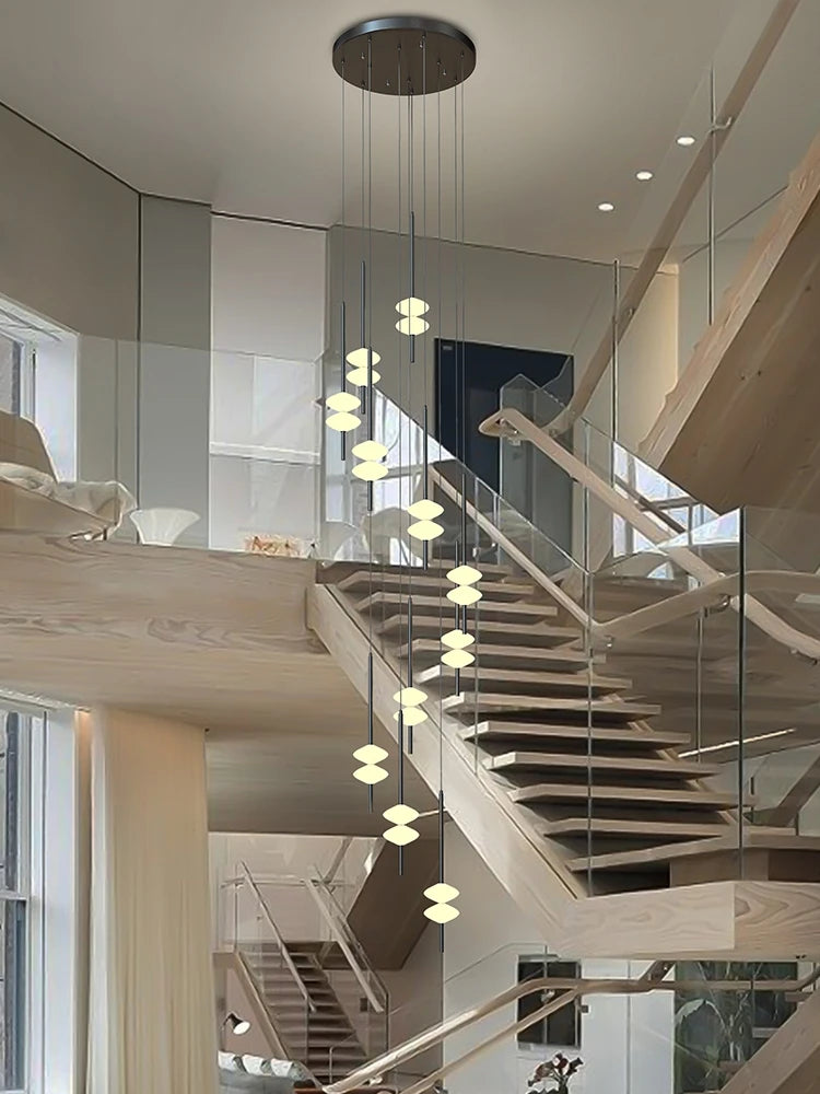 Nordic Staircase Long Chandelier Villa Duplex Chandelier Modern Light Luxury Conical Acrylic Design, 2023 New Pendant Light