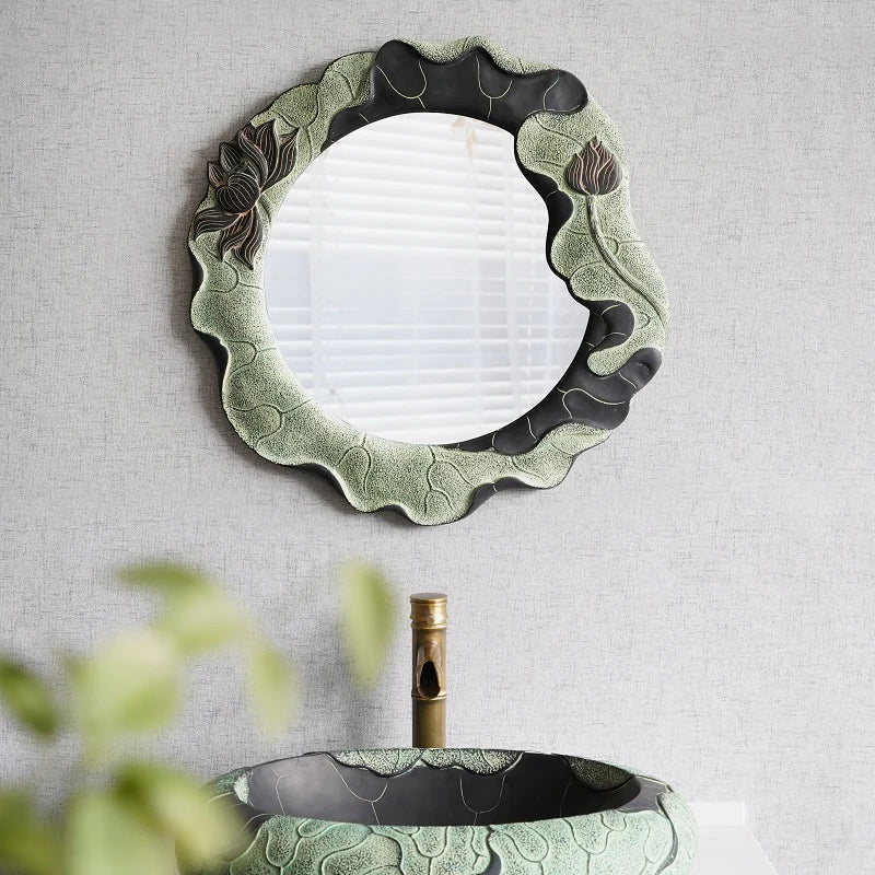 miroirs décoratifs ovales adhésifs rétro pour décoration murale