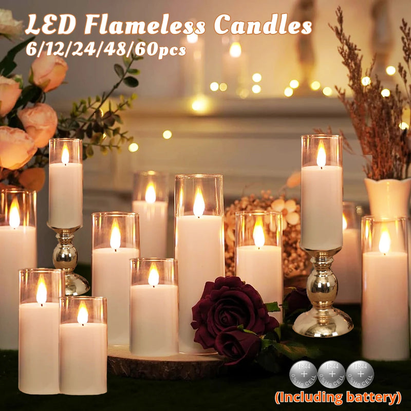 lot de 6 à 60 bougies led sans flamme pour décorations de fête