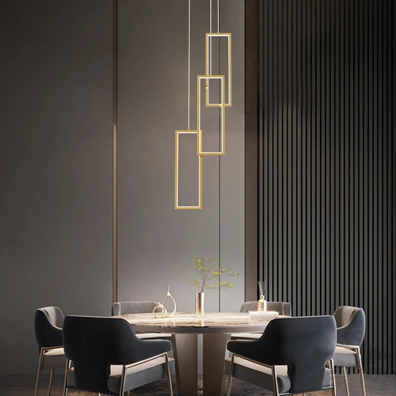 lustre moderne en cuivre avec éclairage LED design élégant