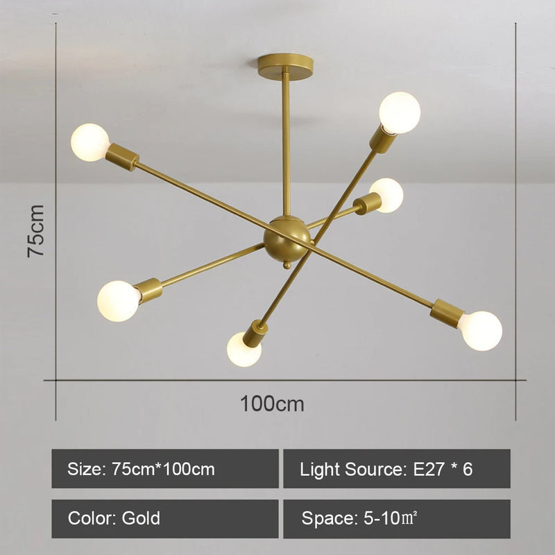 lustre moderne nordique sputnik avec éclairage led intérieur