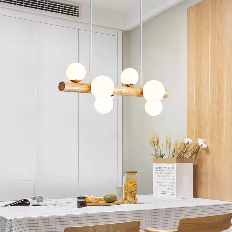 lustre en bois éclairage suspendu style moderne minimaliste