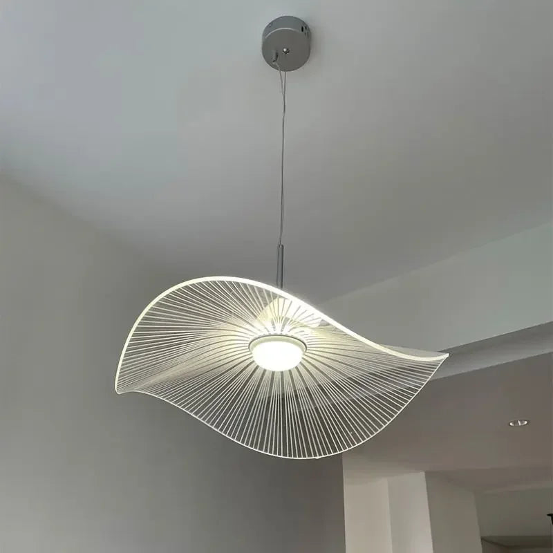 Nordic Acrylic Ceiling Chandeliers Straw Hat Hanging Light Suspension Pendant Lamps for Bedroom Living Dining Room