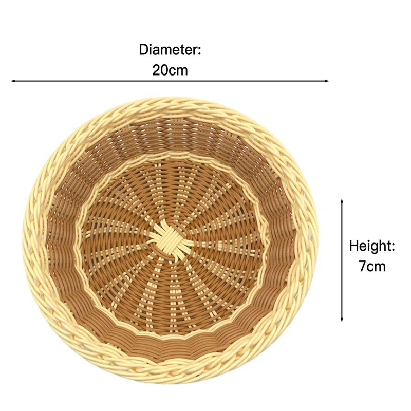 panier à fruits rond en rotin tissé à la main pour rangement alimentaire