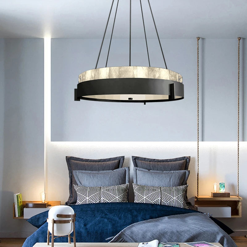 lustre moderne en marbre avec éclairage led créatif intérieur