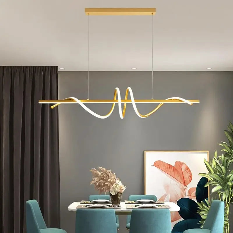 suspension led incurvée design nordique pour cuisine barre minimaliste