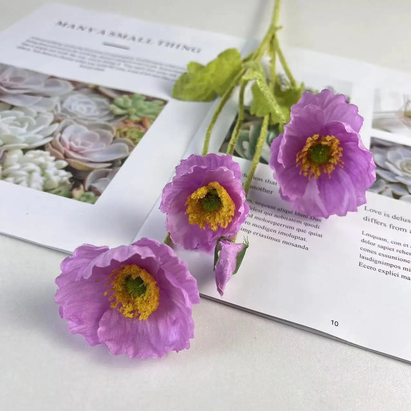 fleurs de pavot artificielles en soie pour décoration et événements