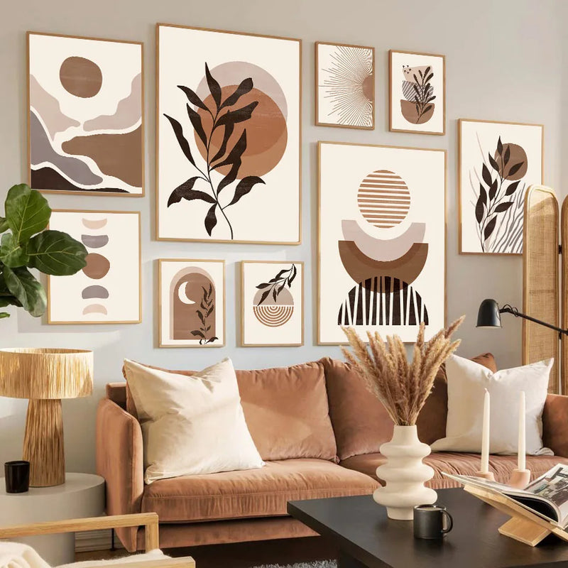 art mural abstrait boho moderne pour décoration intérieure