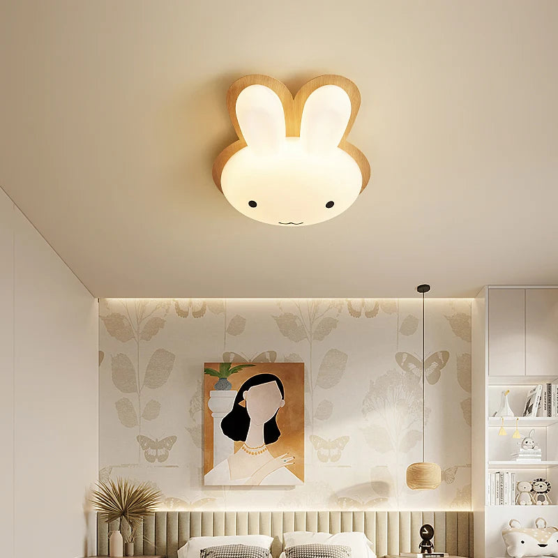 lustre moderne pour enfant avec design lapin en bois