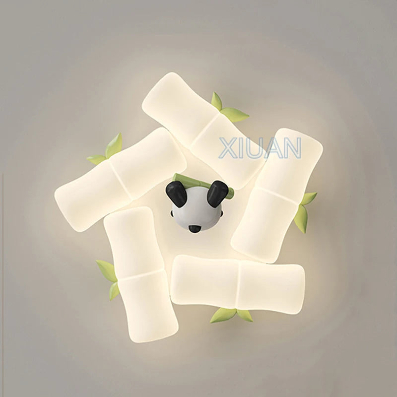 plafonnier panda en bambou pour chambre d'enfant et maternelle