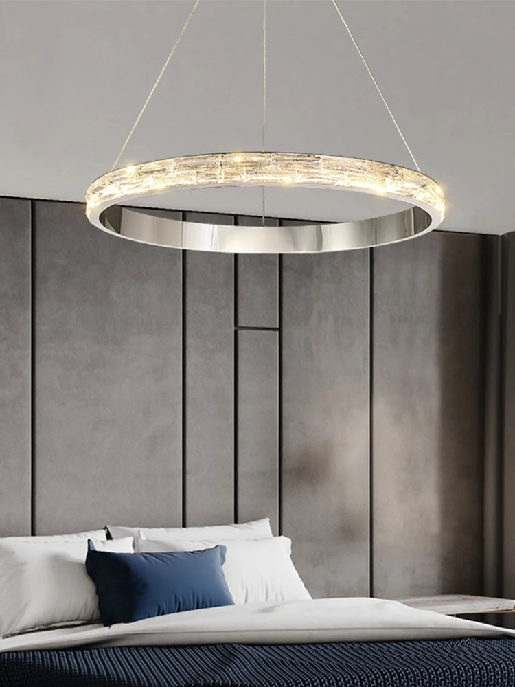 suspension en cristal luxueuse en acier inoxydable moderne