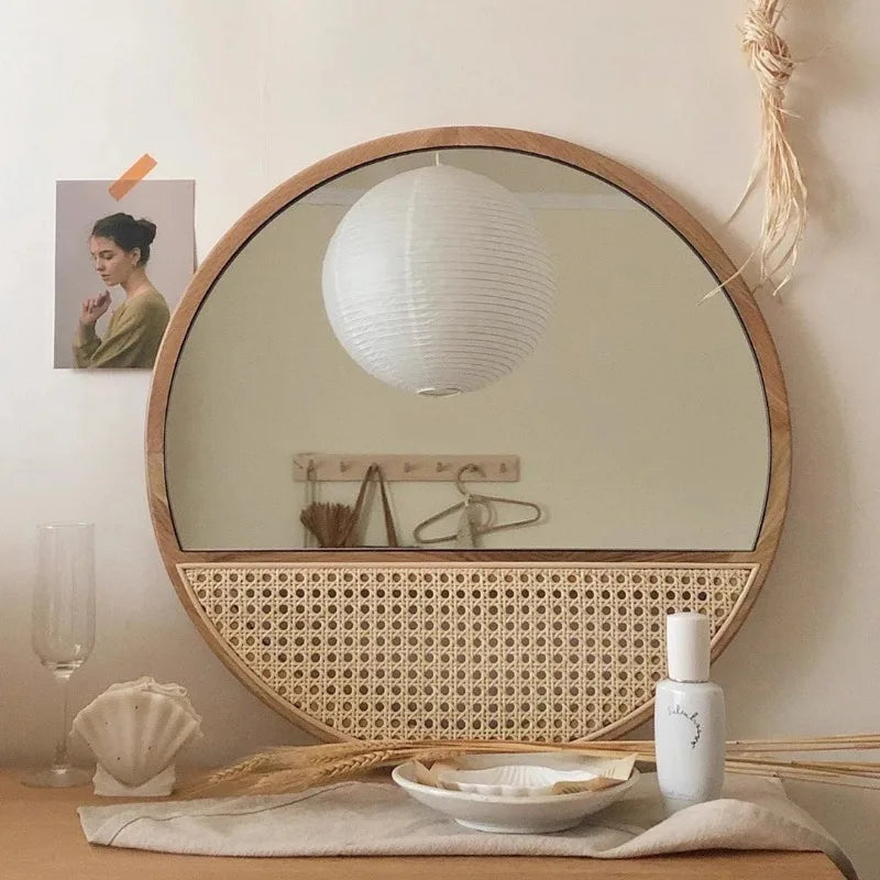 miroir de maquillage rétro style chinois suspendu décoratif pour intérieur