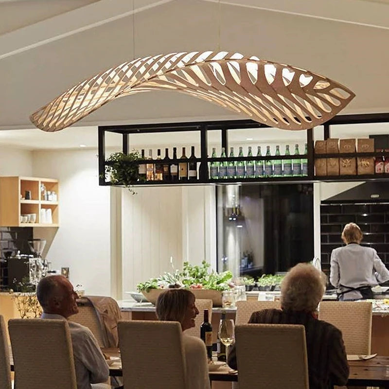 lustre en bois wabi sabi nordique minimaliste pour restaurant bar