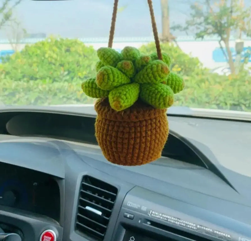 crochet suspendu créatif pour décoration de voiture plante en pot