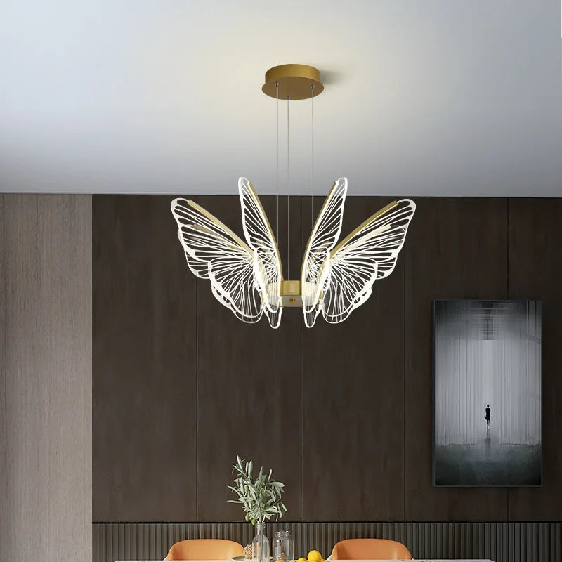 lustre led papillon design nordique moderne pour intérieur décoratif