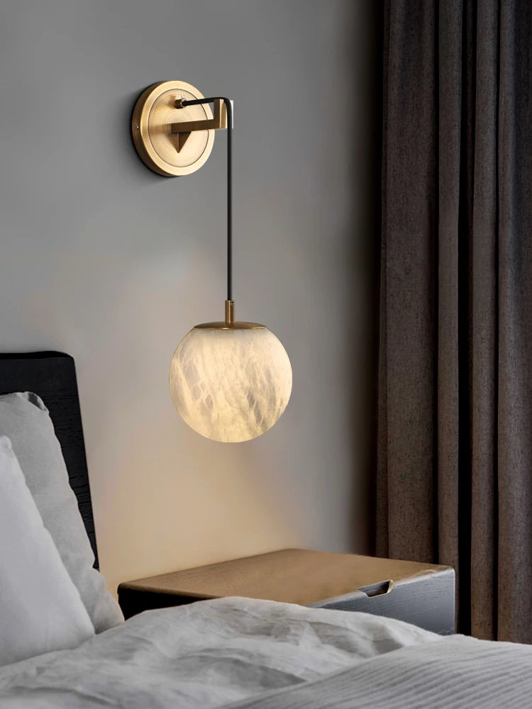 lampe de chevet moderne en cuivre et marbre naturel