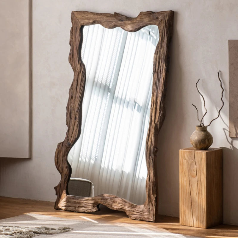 miroir moderne de luxe sur pied en bois décoratif pour la maison