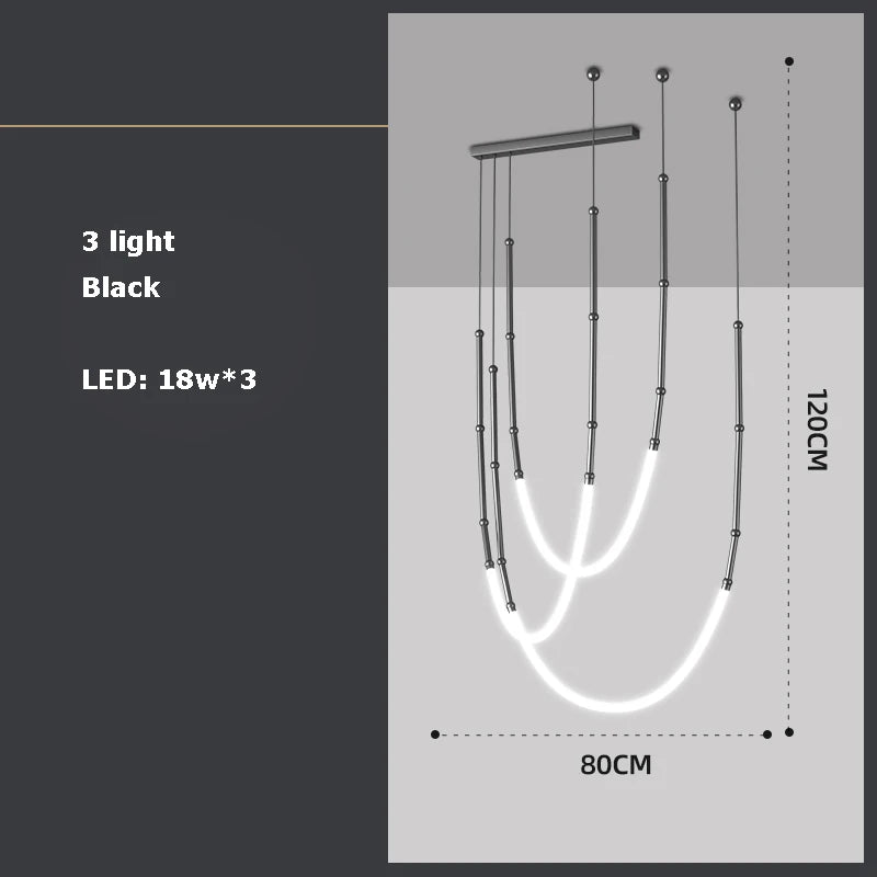 lustre art déco en métal noir avec éclairage led