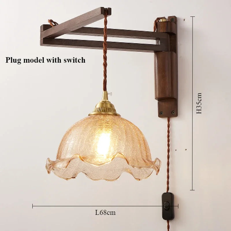 lampe moderne en bois de noyer avec lumière led décorative