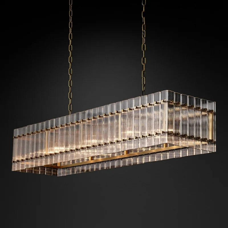 lustre rectangulaire en cristal pour éclairage de luxe