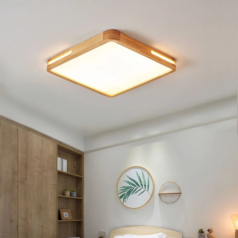 plafonnier led en bois design moderne pour intérieur élégant