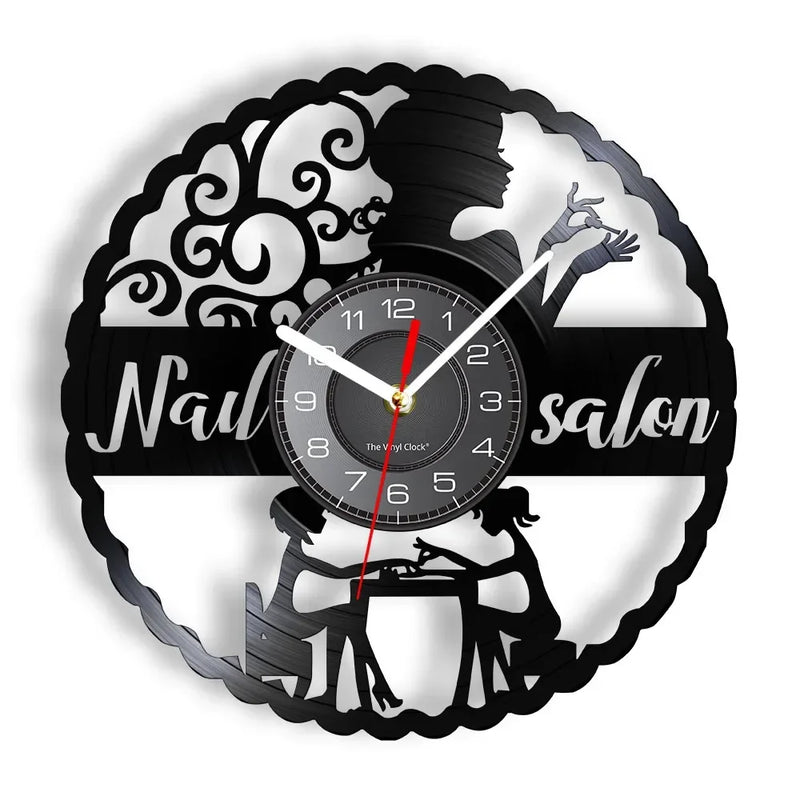 horloge murale vinyle pour salon de manucure et beauté