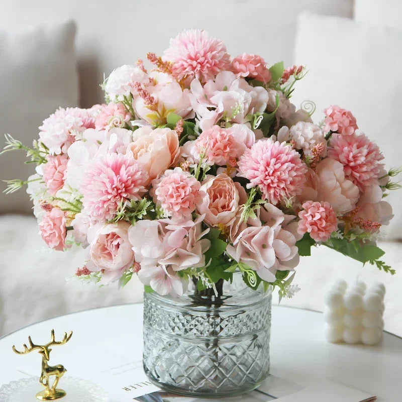 bouquet d'hortensias de pivoines artificielles pour décoration festive