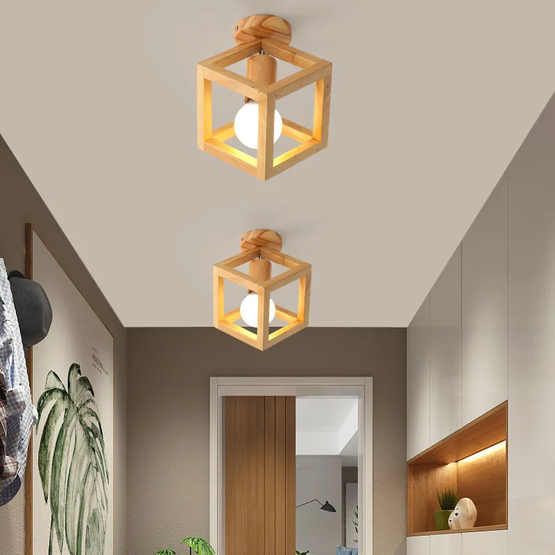 plafonnier nordique en bois led avec 3 températures de lumière