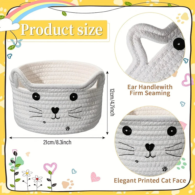 paniers de rangement en coton thème chaton décoratif et pratique