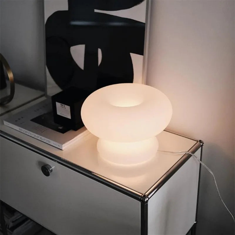 lampe à poser champignon en verre pour décoration intérieure