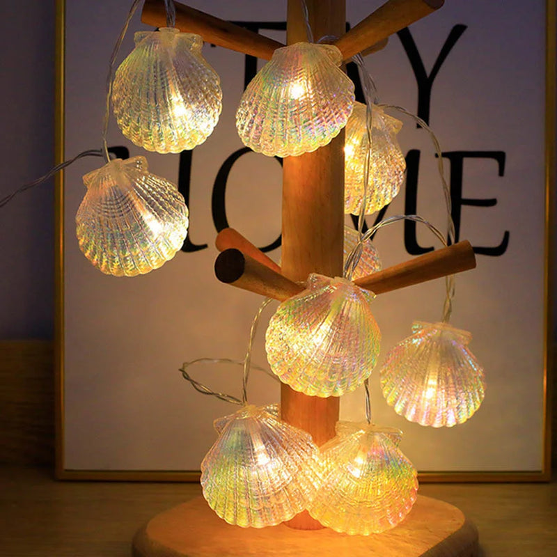 guirlande lumineuse coquillages pour décor océan fête mariage