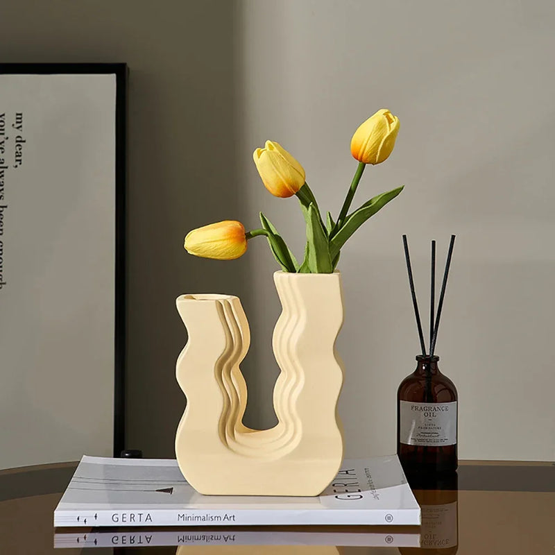 vase en céramique décoratif style morandi pour fleurs