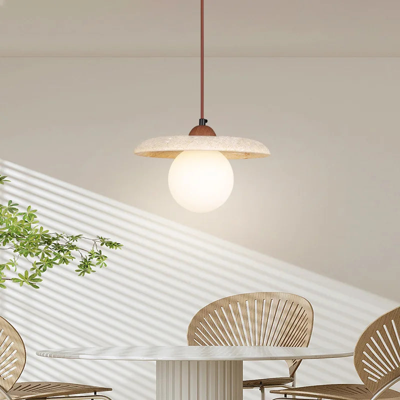 lustre led vintage avec suspension en pierre naturelle