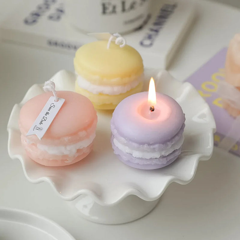 mini bougie parfumée macaron pour décoration intérieure et souvenirs