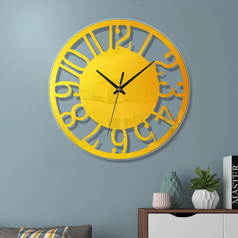 horloge murale transparente minimaliste avec chiffres arabes élégants