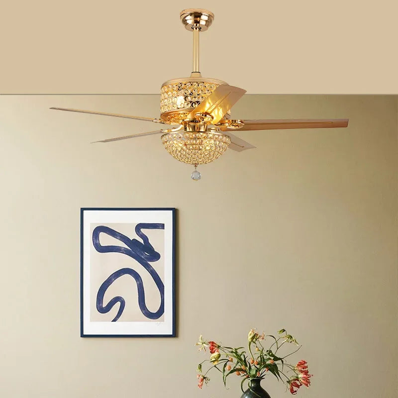 ventilateur de plafond en cristal avec télécommande et lumières