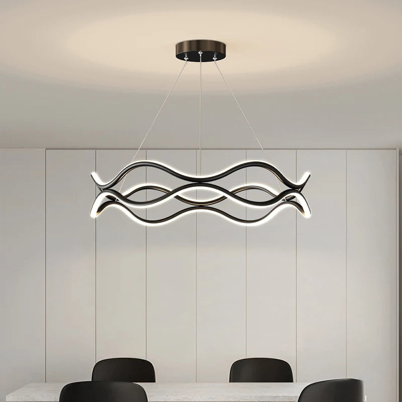 lustre design nordique ligne ondulée et lumière principale