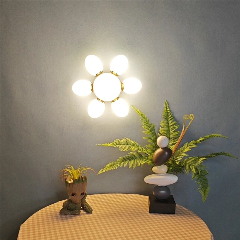 plafonnier moderne en verre tournesol pour chambre d'enfant décoratif